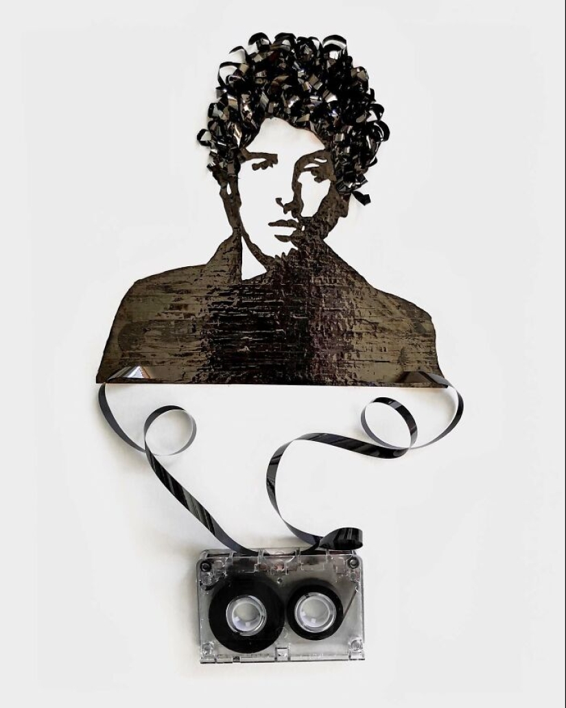 Esta artista usa cintas de casete para crear retratos únicos con sus músicos favoritos