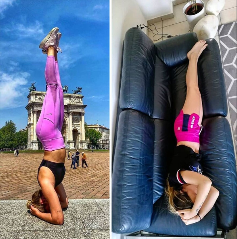 Esta pareja recrea hilarantemente fotos de influencers con cosas que encuentran en casa, y aquí está el resultado Esta pareja recrea hilarantemente fotos de influencers con cosas que encuentran en casa, y aquí está el resultado