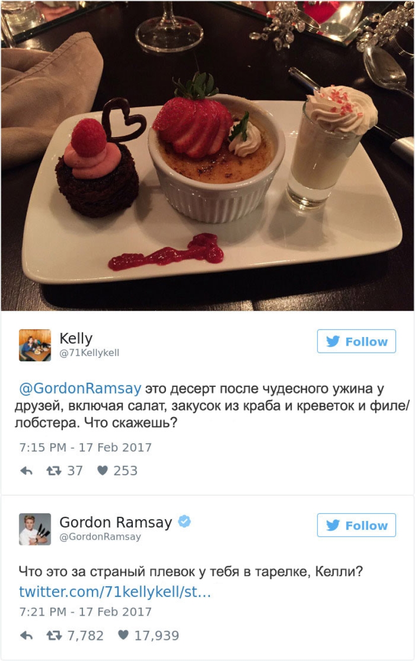 Estas personas lamentaron haber decidido mostrar sus platos en Twitter al chef Gordon Ramsay