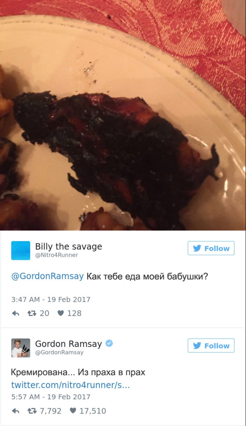 Estas personas se arrepintieron de haber tuiteado sus platos al chef Gordon Ramsay
