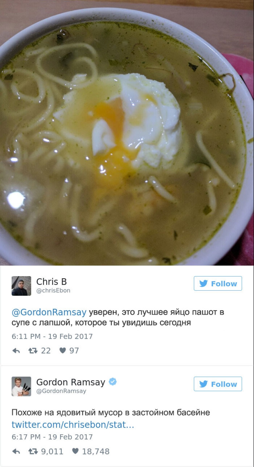 Estas personas se arrepintieron de haber tuiteado sus platos al chef Gordon Ramsay