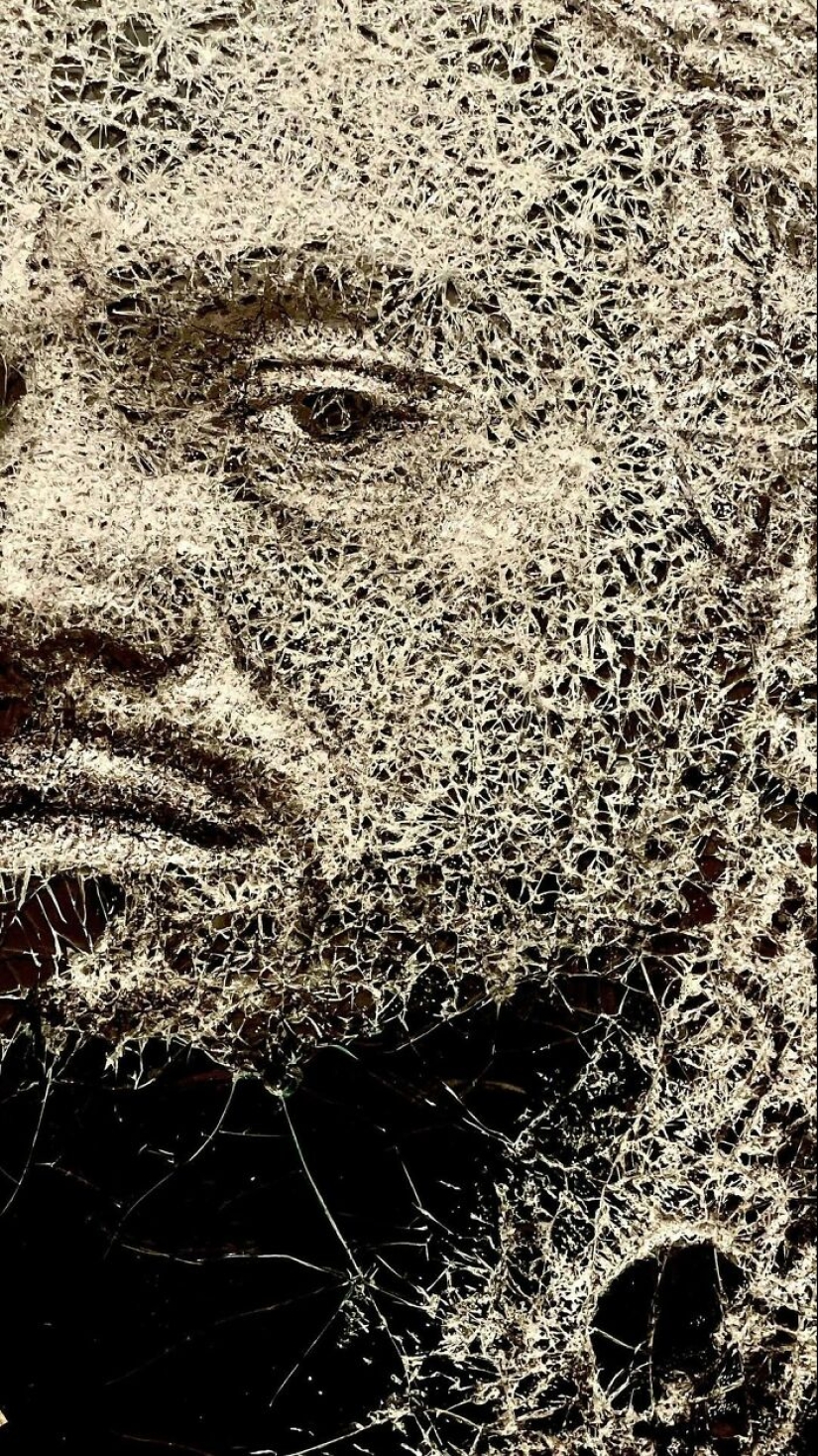 Este artista de Montreal crea retratos rompiendo cristales