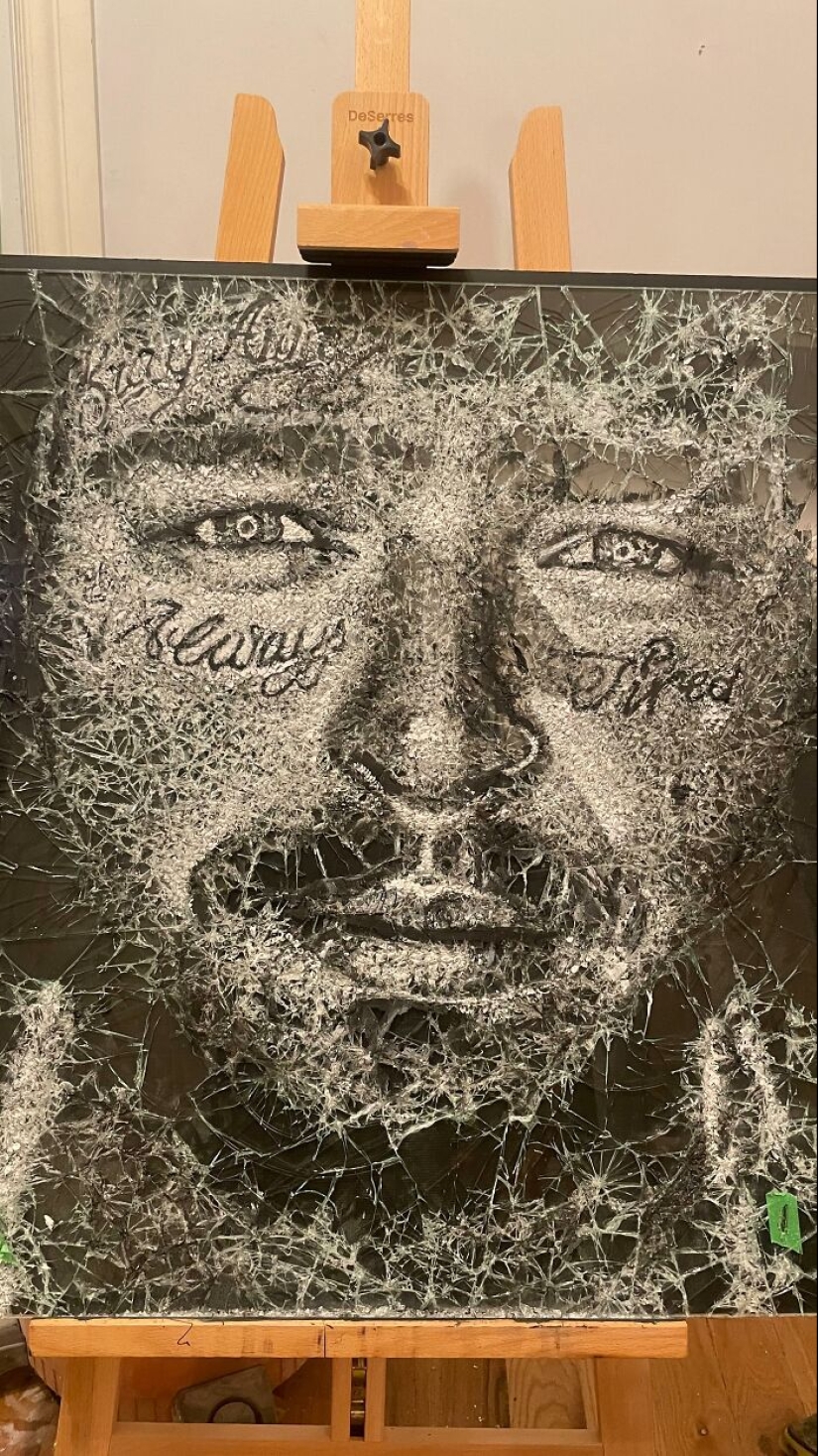 Este artista de Montreal crea retratos rompiendo cristales