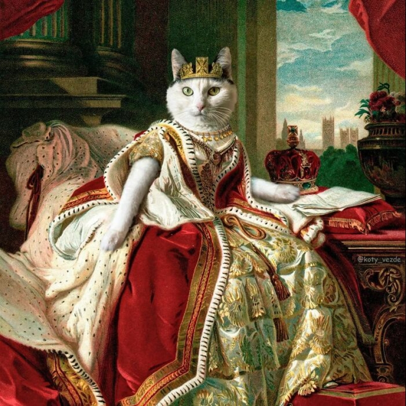 Este artista intercambia personas en pinturas clásicas con gatos (Parte 2)
