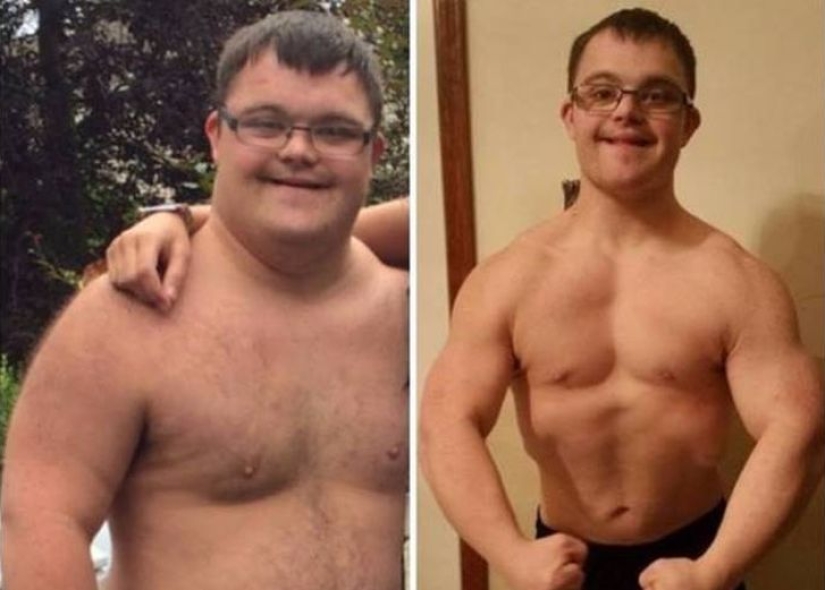 Este chico con síndrome de Down logró cambiarse para competir en una competencia de culturismo Este chico con síndrome de Down logró cambiarse para competir en una competencia de culturismo