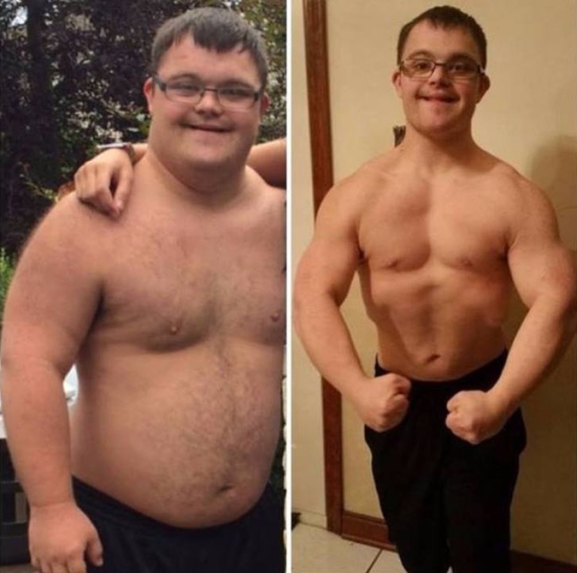 Este chico con síndrome de Down logró cambiarse para competir en una competencia de culturismo Este chico con síndrome de Down logró cambiarse para competir en una competencia de culturismo