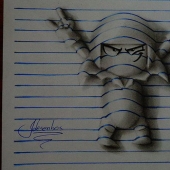 Fantastic 3D illusions on ordinary sheets in a line Fantastic 3D illusions on ordinary sheets in a line