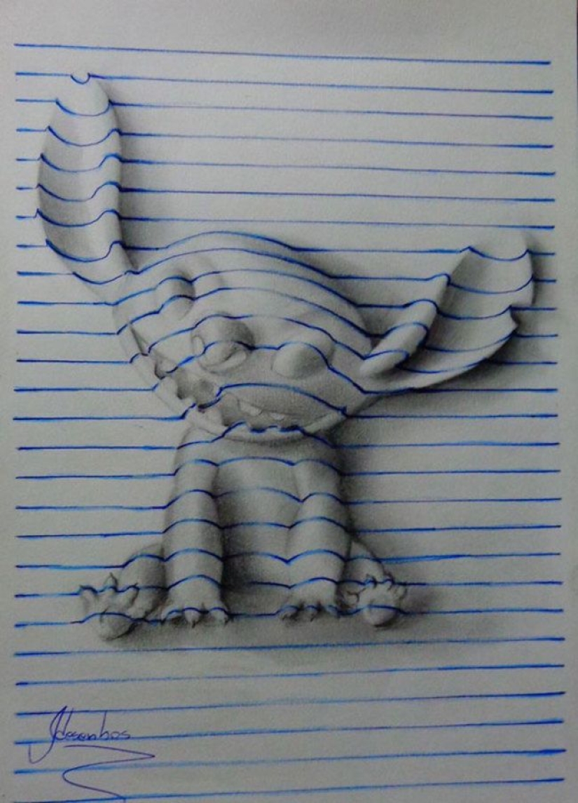 Fantásticas ilusiones 3D en hojas ordinarias en una línea Fantásticas ilusiones 3D en hojas ordinarias en una línea