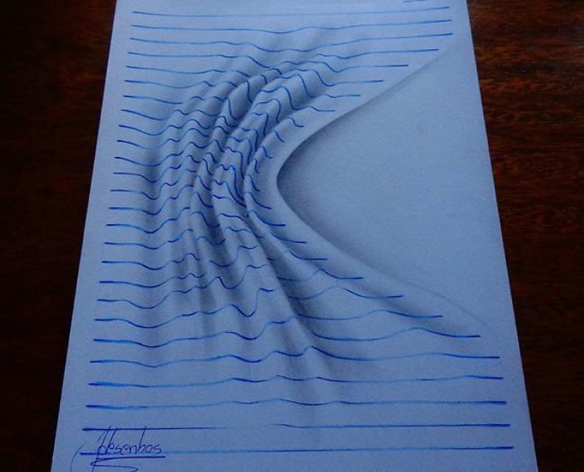 Fantásticas ilusiones 3D en hojas ordinarias en una línea Fantásticas ilusiones 3D en hojas ordinarias en una línea