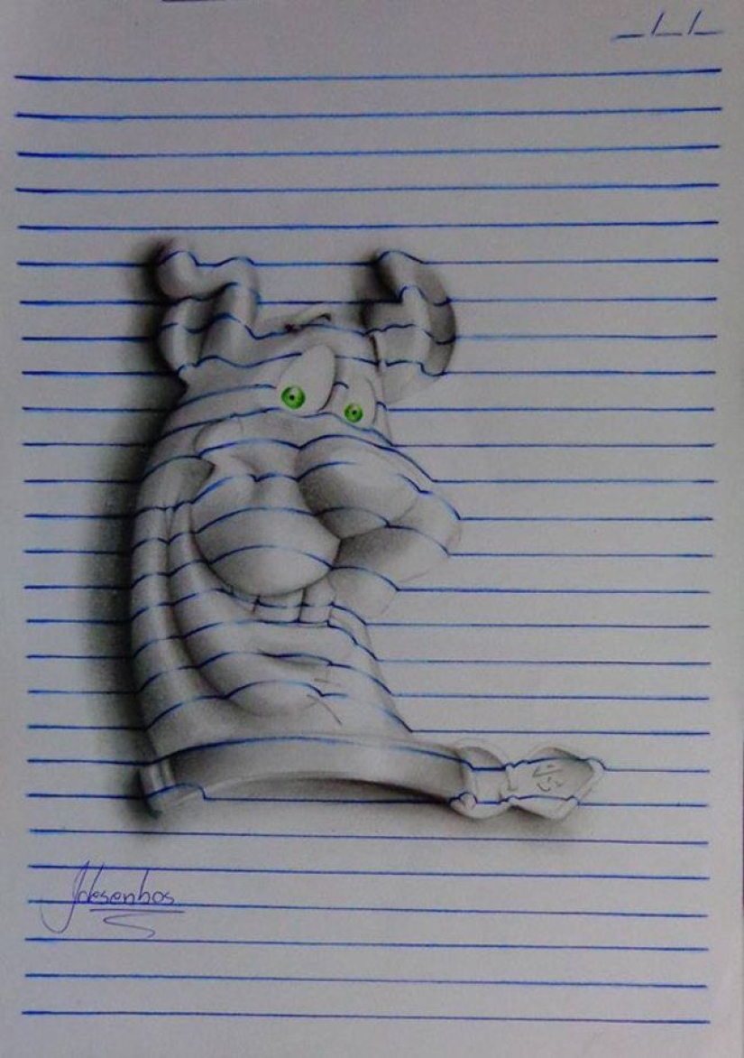 Fantásticas ilusiones 3D en hojas ordinarias en una línea Fantásticas ilusiones 3D en hojas ordinarias en una línea