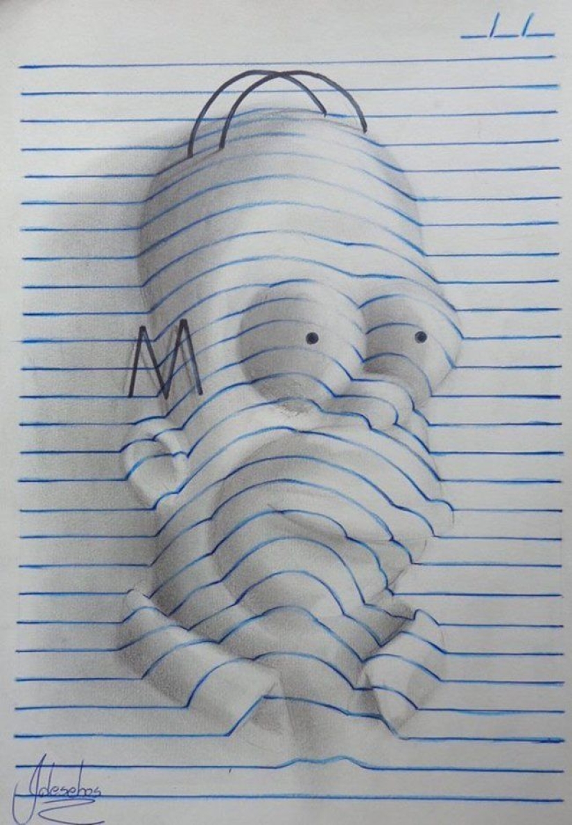 Fantásticas ilusiones 3D en hojas ordinarias en una línea Fantásticas ilusiones 3D en hojas ordinarias en una línea