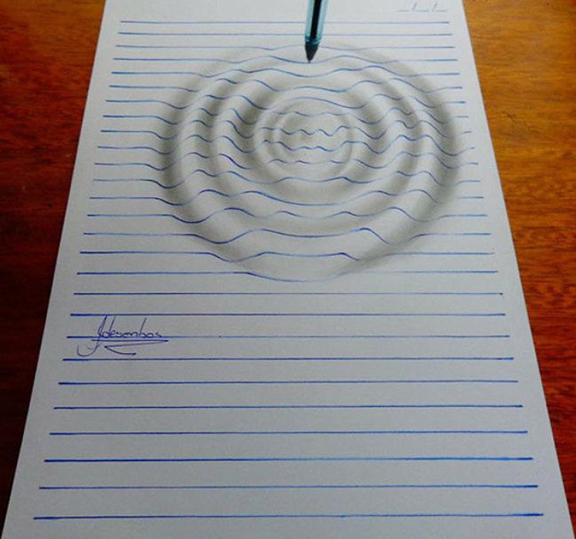 Fantásticas ilusiones 3D en hojas ordinarias en una línea Fantásticas ilusiones 3D en hojas ordinarias en una línea