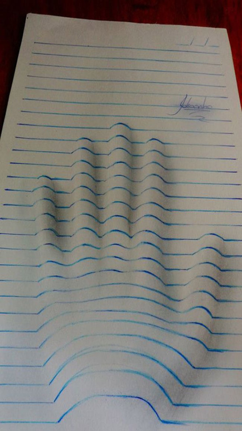 Fantásticas ilusiones 3D en hojas ordinarias en una línea Fantásticas ilusiones 3D en hojas ordinarias en una línea