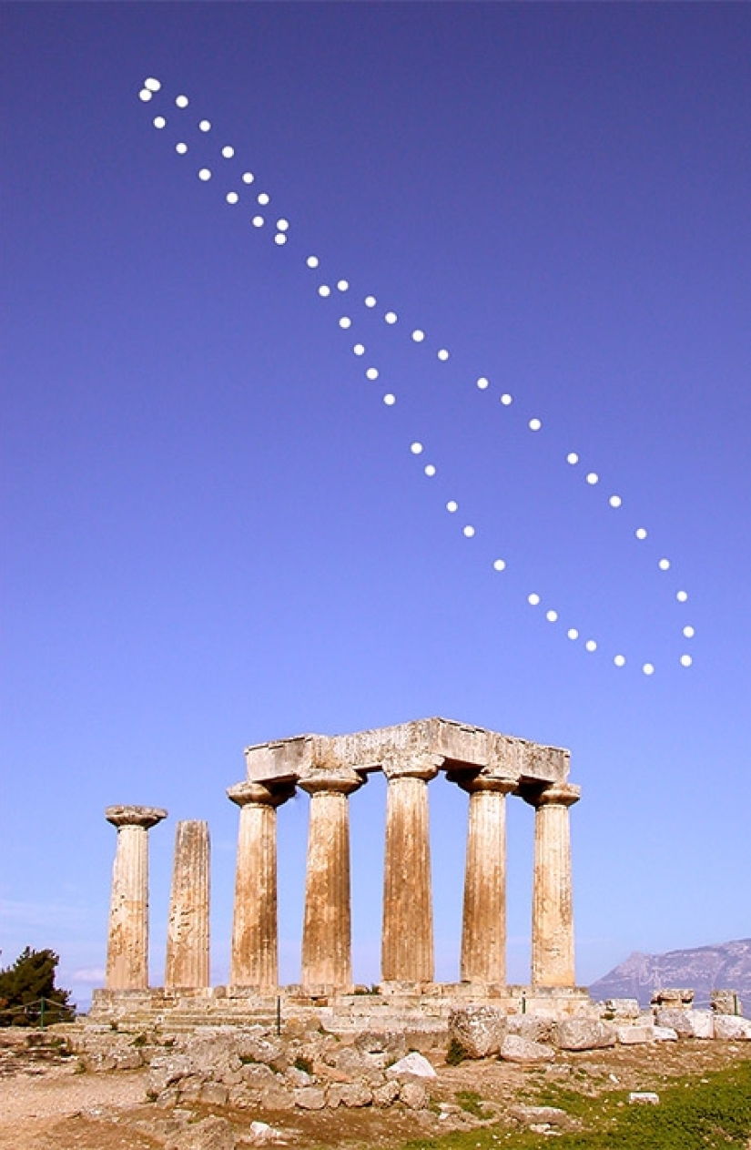 For a year, the Sun writes a figure eight in the sky