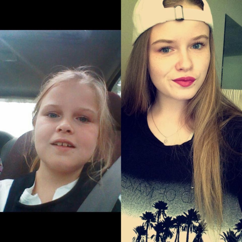 Former "ugly ducklings" share photos before and after as part of a flash mob on Facebook