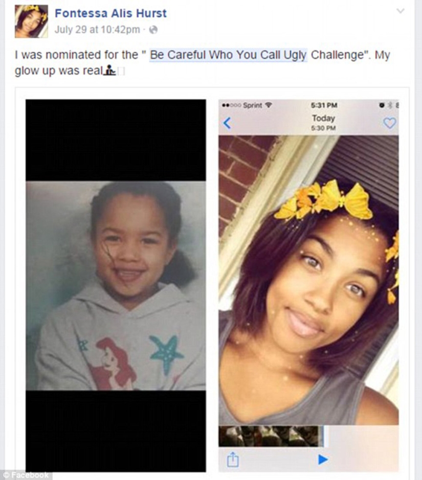 Former "ugly ducklings" share photos before and after as part of a flash mob on Facebook