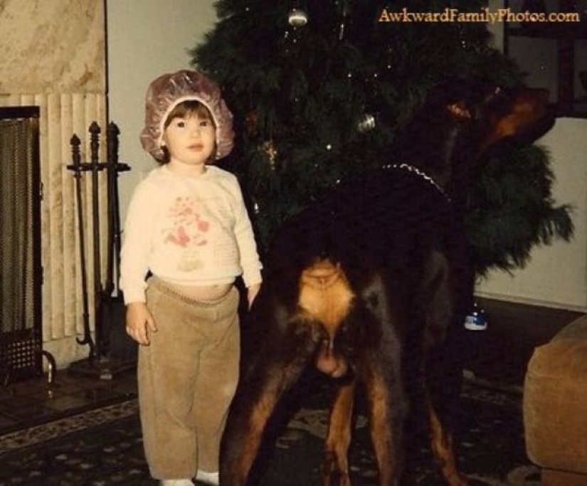 Fotos familiares muy extrañas con mascotas