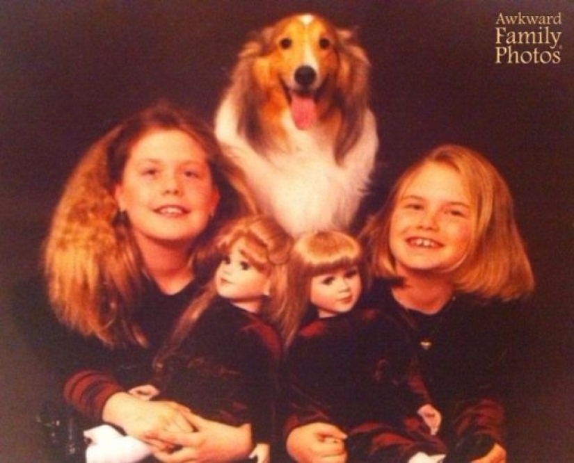 Fotos familiares muy extrañas con mascotas