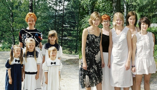 Four sisters - then and now