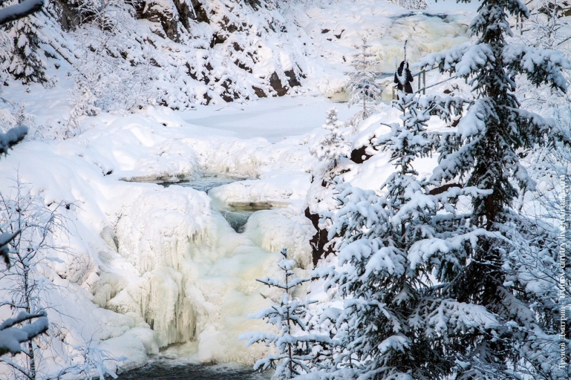 “Frozen, but not frozen” - Kivach waterfall in winter “Frozen, but not frozen” - Kivach waterfall in winter