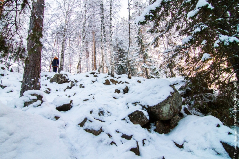 “Frozen, but not frozen” - Kivach waterfall in winter “Frozen, but not frozen” - Kivach waterfall in winter