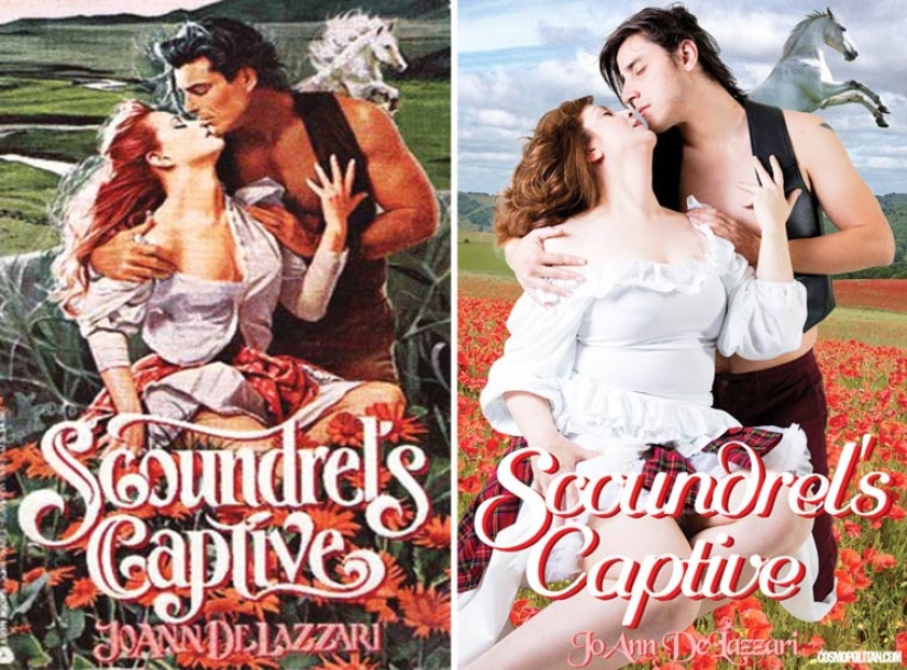 Funny recreation of romance novel covers by ordinary people