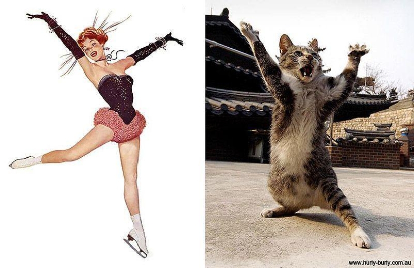 Gatos y niñas en estilo pinup