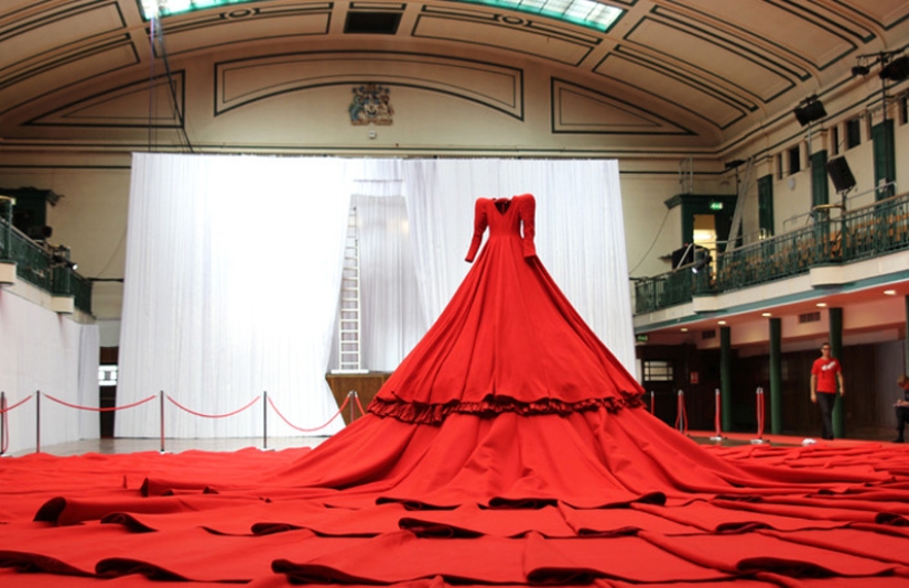 Giant red concert hall dress