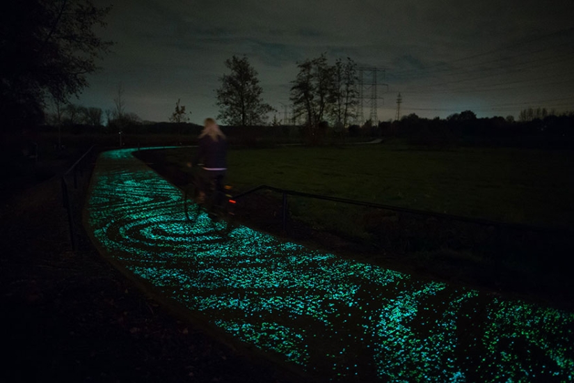 Glowing bike path in the Netherlands