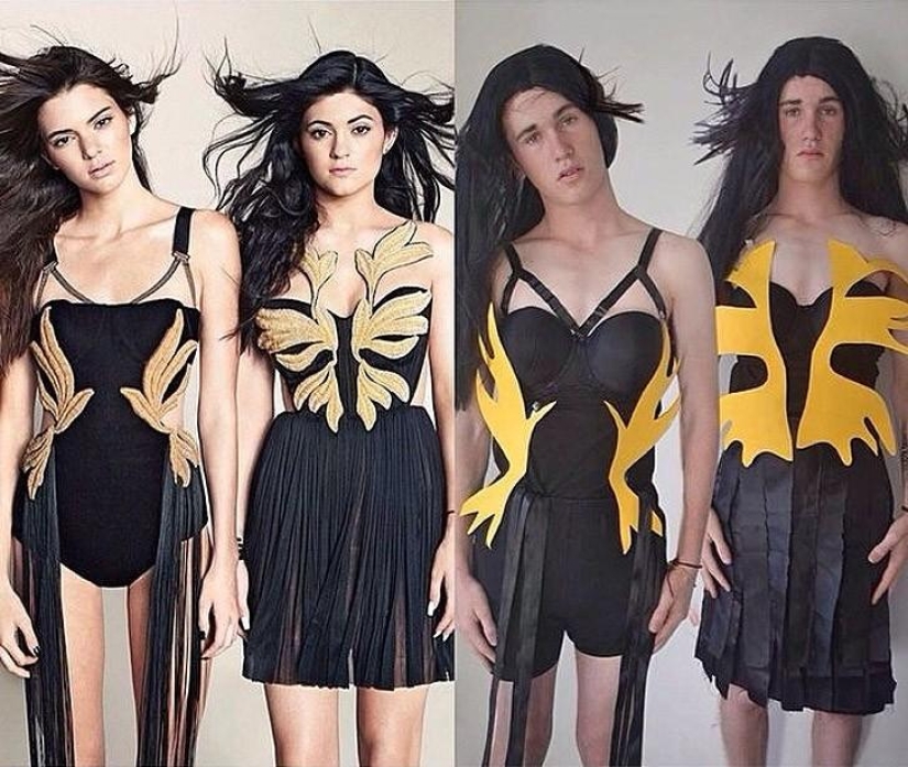 Guy funny recreates celebrity photos at home