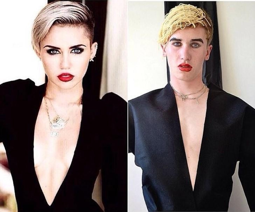 Guy funny recreates celebrity photos at home