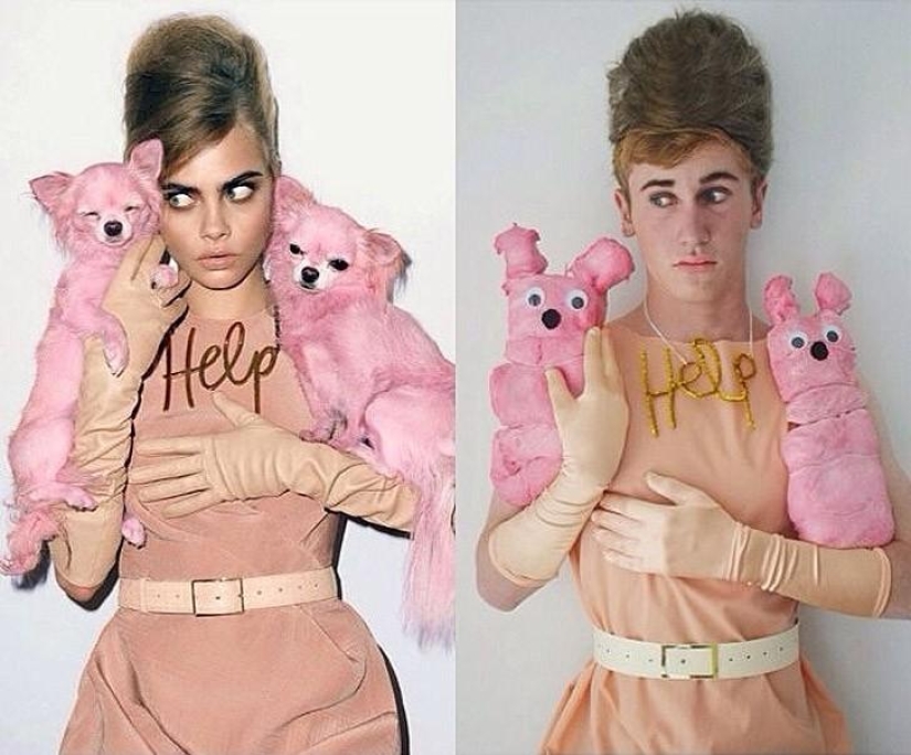 Guy funny recreates celebrity photos at home