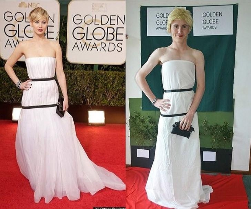 Guy funny recreates celebrity photos at home