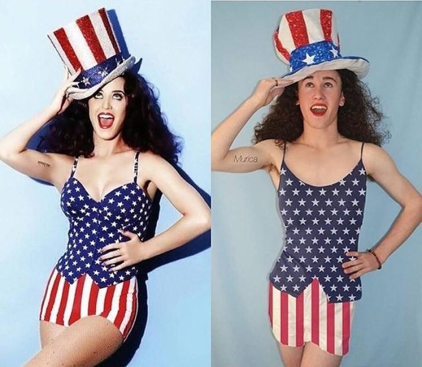 Guy funny recreates celebrity photos at home