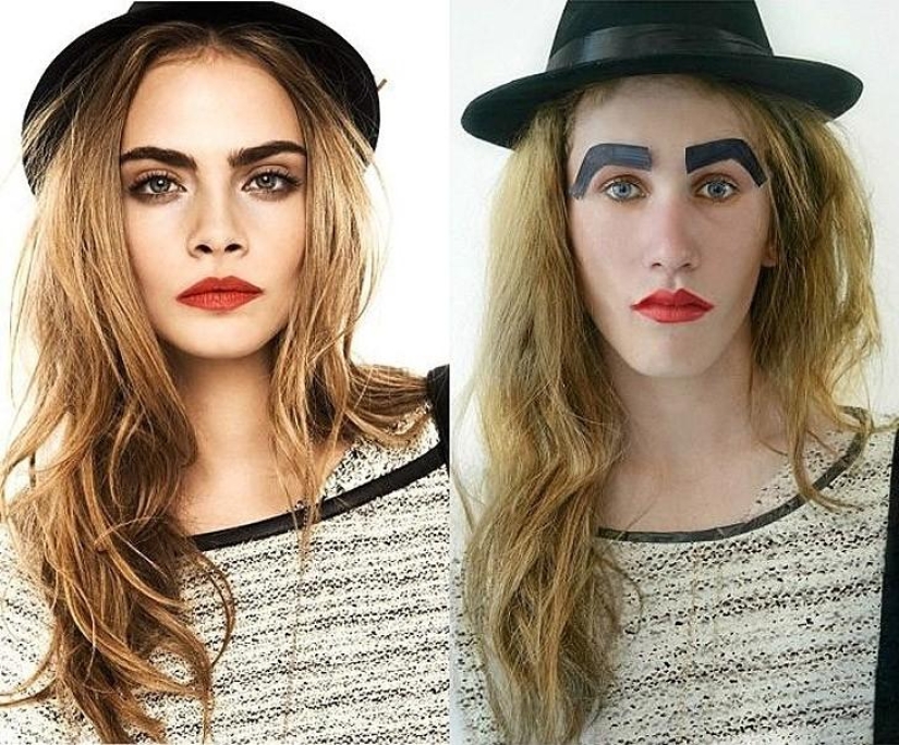 Guy funny recreates celebrity photos at home