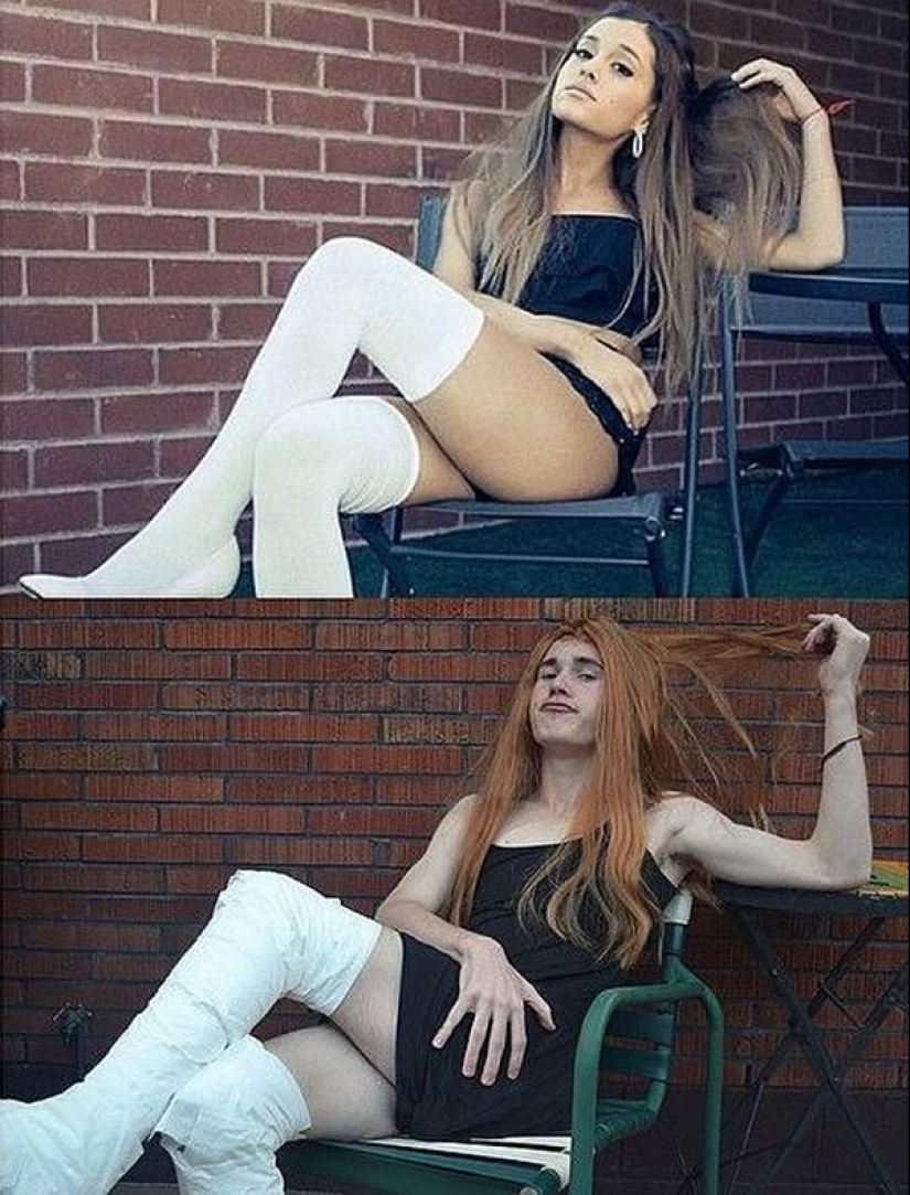 Guy funny recreates celebrity photos at home