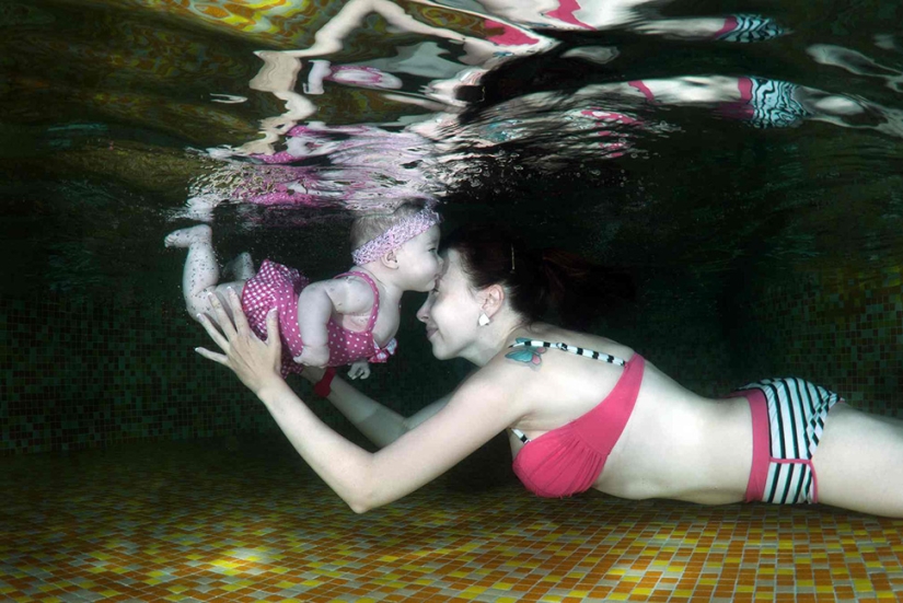 Happy Ukrainian children under water