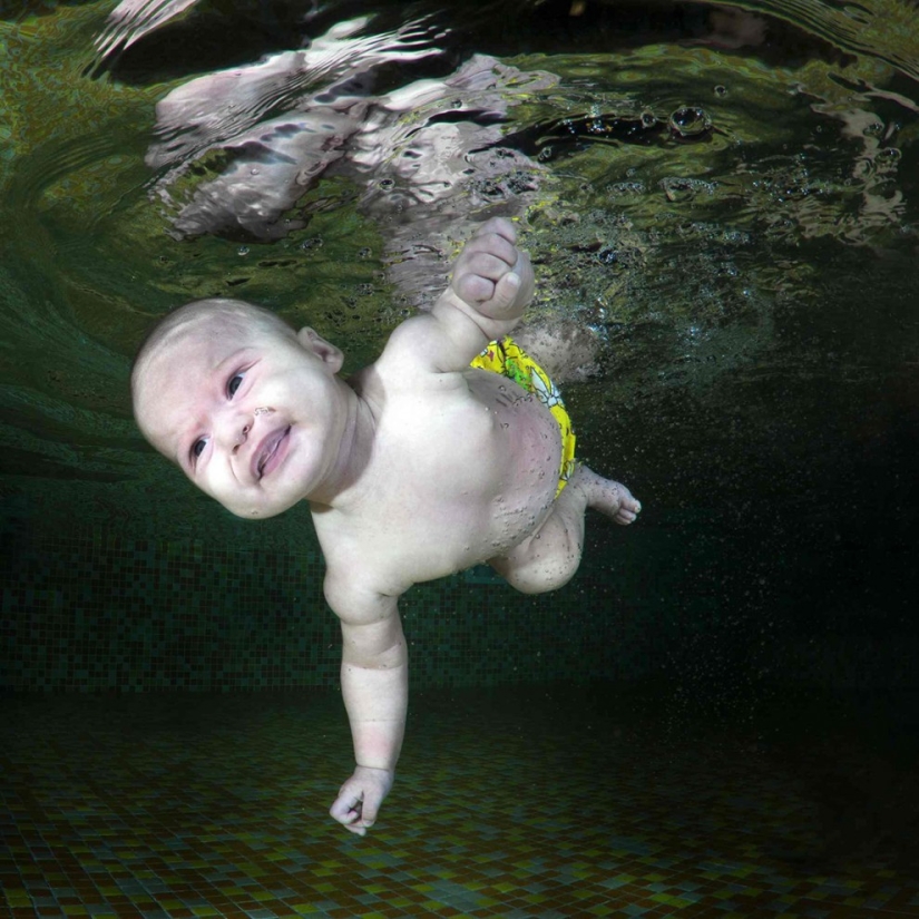 Happy Ukrainian children under water