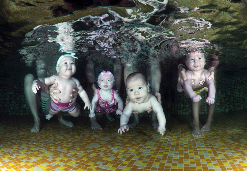 Happy Ukrainian children under water