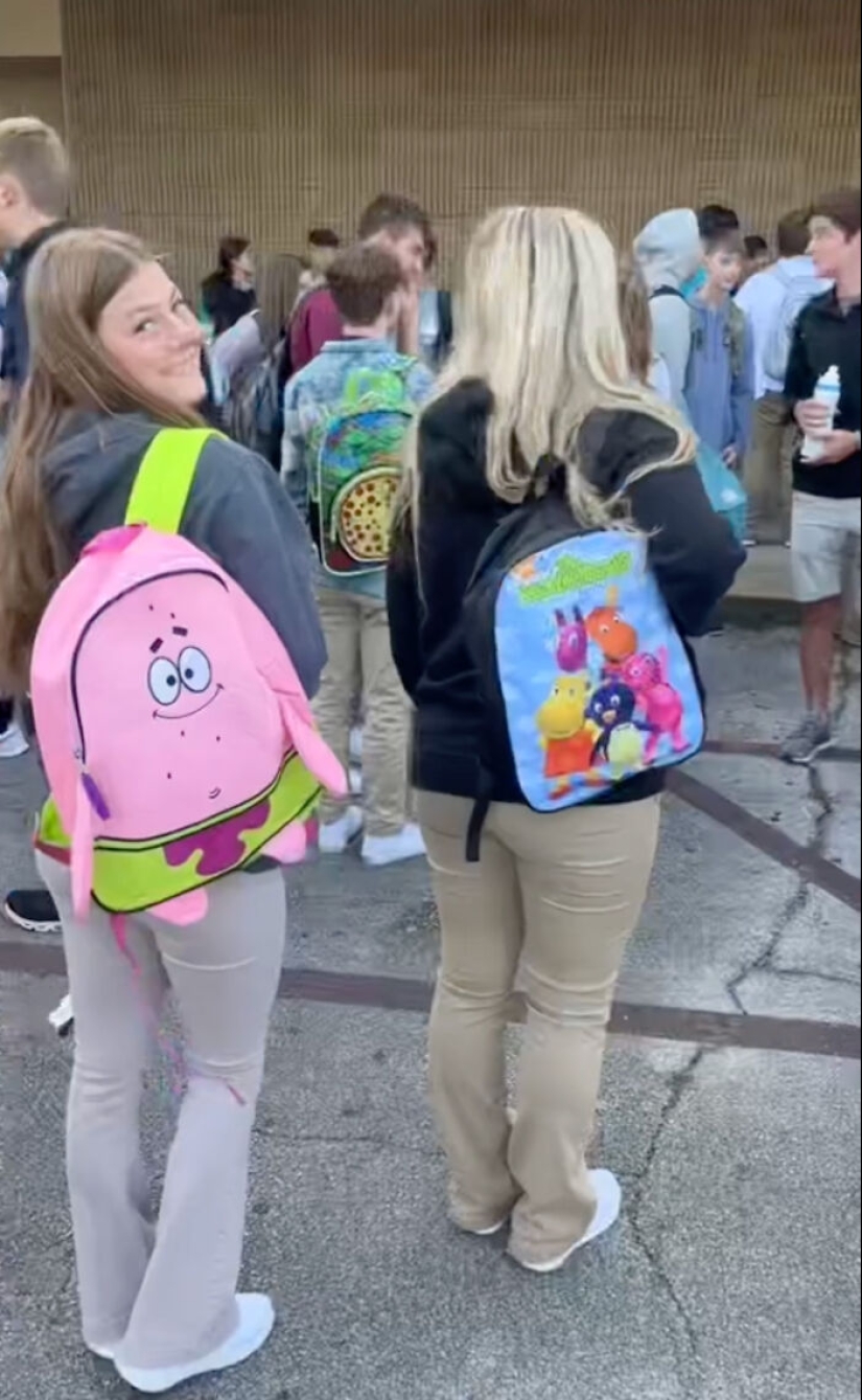 High School Seniors Are Rocking Kindergarten Backpacks To School