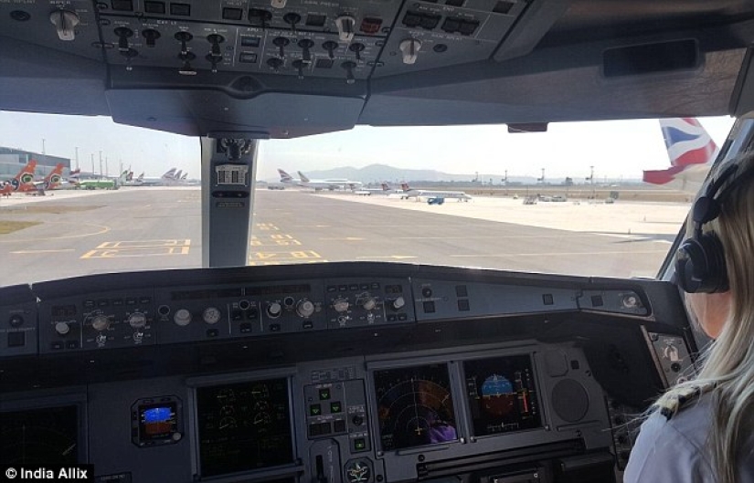 How a female pilot controls an airplane