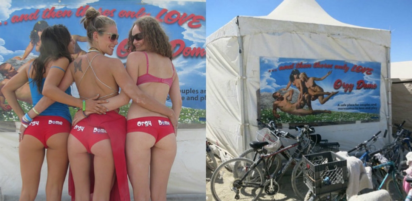 How are the depraved sex parties in the "Dome of Orgies" at the festival in Nevada