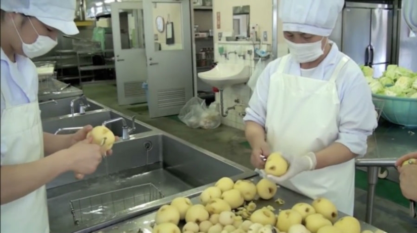 How children eat lunch at a Japanese school How children eat lunch at a Japanese school
