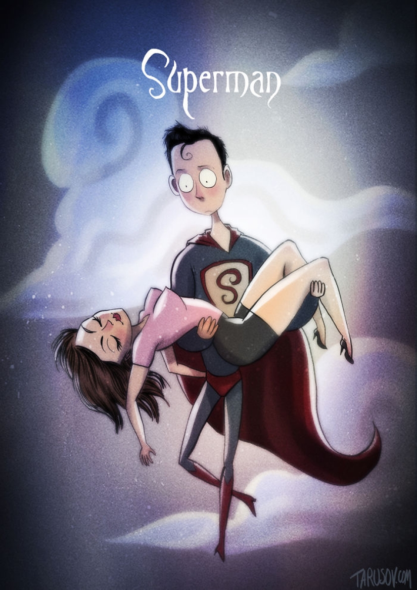 If Tim Burton drew superheroes: illustrations by a Russian artist