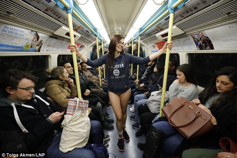 In the subway in my underpants — a "Day without pants" was held in London In the subway in my underpants — a "Day without pants" was held in London