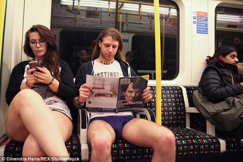 In the subway in my underpants — a "Day without pants" was held in London In the subway in my underpants — a "Day without pants" was held in London