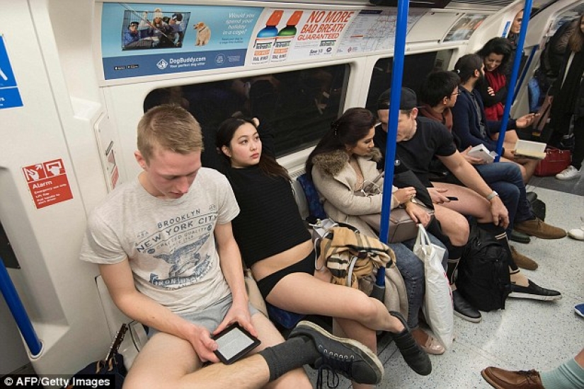 In the subway in my underpants — a "Day without pants" was held in London In the subway in my underpants — a "Day without pants" was held in London