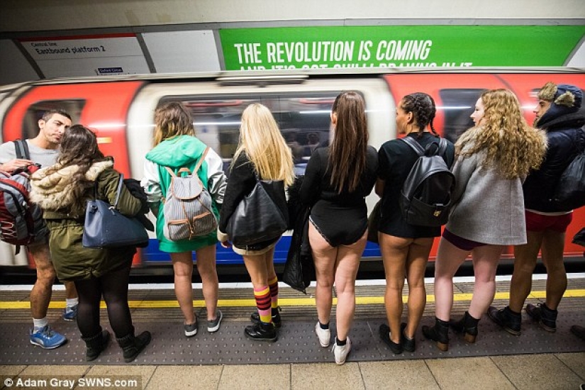 In the subway in my underpants — a "Day without pants" was held in London In the subway in my underpants — a "Day without pants" was held in London