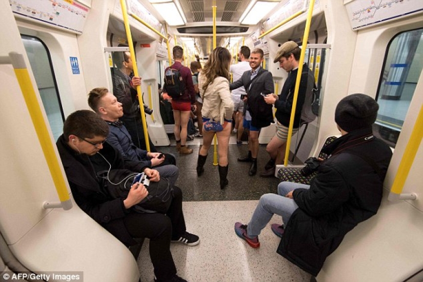 In the subway in my underpants — a "Day without pants" was held in London In the subway in my underpants — a "Day without pants" was held in London