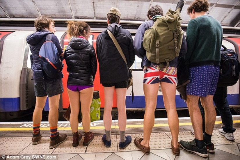 In the subway in my underpants — a "Day without pants" was held in London In the subway in my underpants — a "Day without pants" was held in London